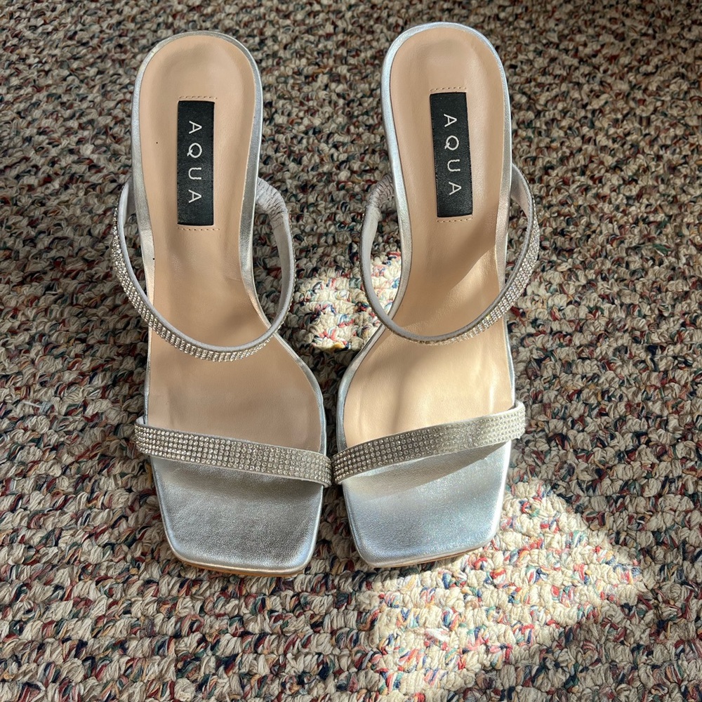 AQUA Silver Women's Heels